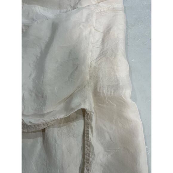 Lanvin Paris Cream Silk Short-Sleeve Button-down Shirt Relaxed Fit Pocket Sz Med - Picture 10 of 11